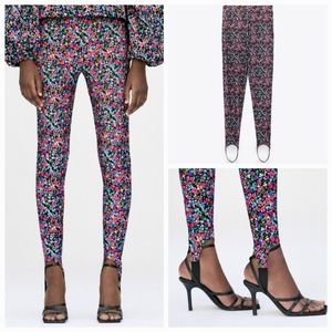 🌞ZARA FLORAL  PRINT STIRRUP LEGGINGS  SKINNY SIZE S
